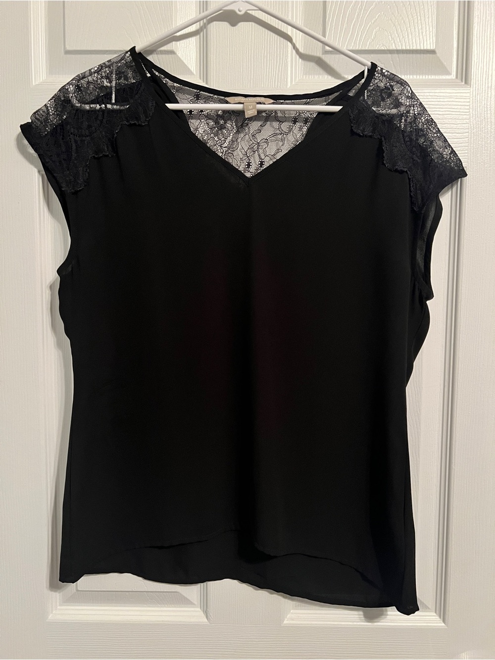 Banana Republic Black Lace Shoulder V-Neck Blouse
